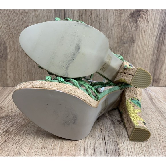 Rampage Emotion Women’s Heeled Sandals Size 10 M Green Rhinestone Embroidered - Picture 5 of 16